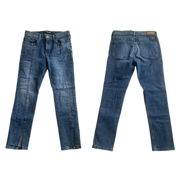 Express Legging Ankle Jeans Split Hem Blue Size 2S Mid rise denim 26W 24L - Picture 10 of 10